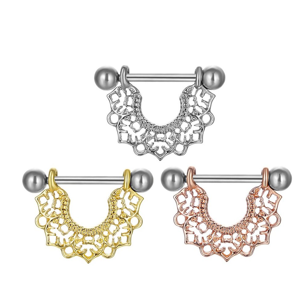 Floral Nipple Bar 316L Stainless Steel ~ Per Pair